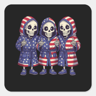 Skeleton Trio Patriotic Aufkleber