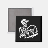Skeleton Truck Driver - Funny Big Trucker Magnet (Vorderseite/Rückseite)