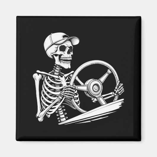 Skeleton Truck Driver - Funny Big Trucker Magnet (Vorne)