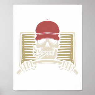 Skeleton Trucker Lazy Halloween Kostüm Skull Truc Poster