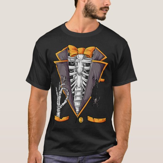 Skeleton Tuxedo Rib Cage Funny Halloween T-Shirt (Vorderseite)