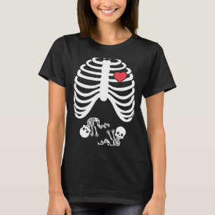 Skeleton Twin Schwangerschaft Halloween T-Shirt