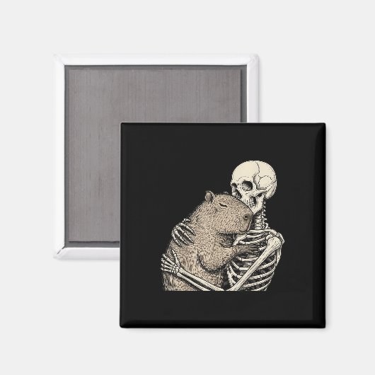 Skeleton umarmt Capybara Halloween Capy Lover Spo Magnet (Vorderseite/Rückseite)
