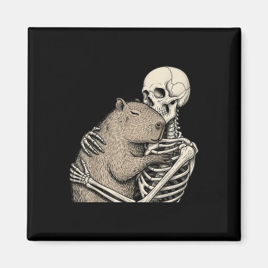 Skeleton umarmt Capybara Halloween Capy Lover Spo Magnet (Vorne)