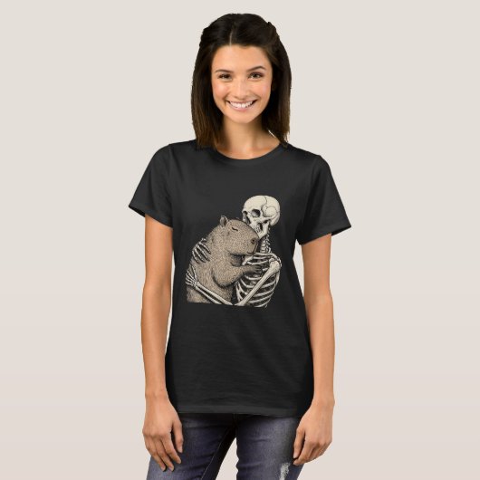 Skeleton umarmt Capybara Halloween Capy Lover Spo T-Shirt (Vorne ganz)