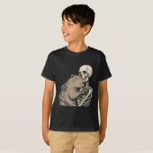 Skeleton umarmt Capybara Halloween Capy Lover Spo T-Shirt (Vorne ganz)