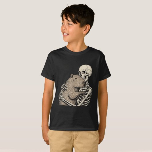 Skeleton umarmt Capybara Halloween Capy Lover Spo T-Shirt (Vorne ganz)