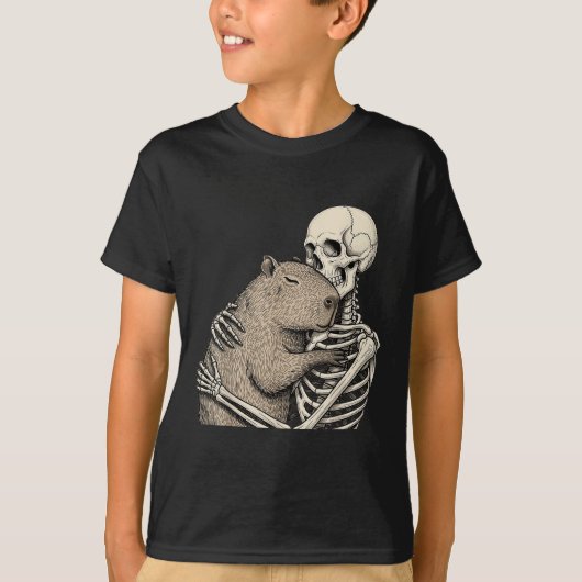 Skeleton umarmt Capybara Halloween Capy Lover Spo T-Shirt (Vorderseite)