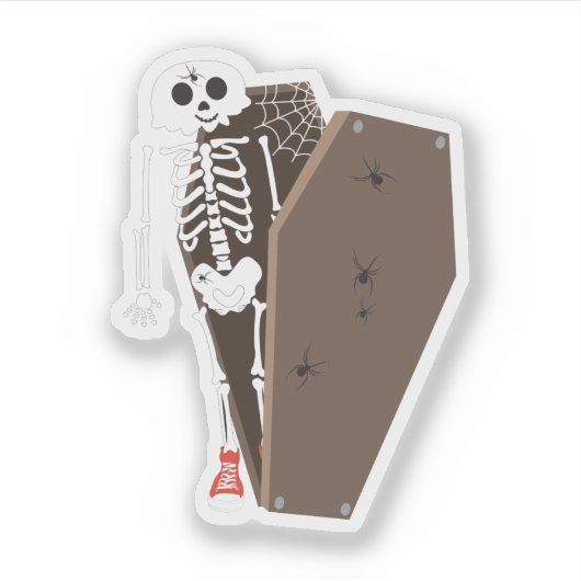 Skeleton und Coffin Halloween Design Aufkleber (Vorderseite)