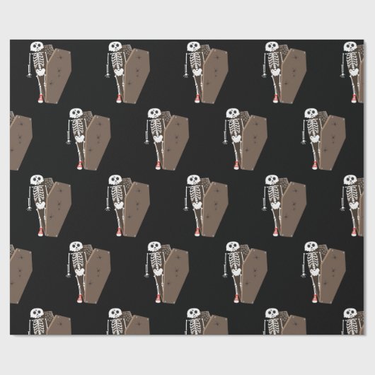 Skeleton und Coffin Halloween Design Geschenkpapier (Flach)