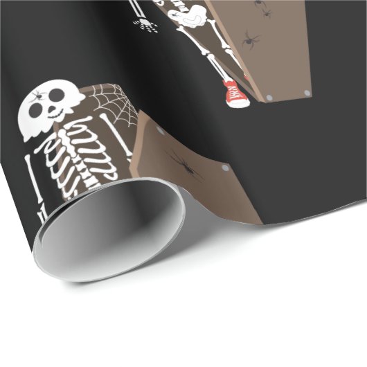 Skeleton und Coffin Halloween Design Geschenkpapier (Rolleneckpunkt)