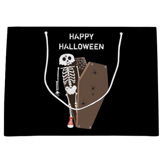 Skeleton und Coffin Halloween Design Große Geschenktüte (Vorderseite)