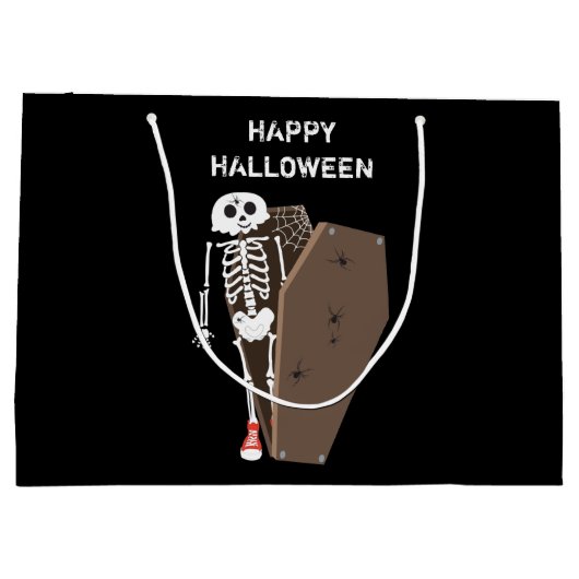 Skeleton und Coffin Halloween Design Große Geschenktüte (Rückseite)