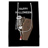 Skeleton und Coffin Halloween Design Mittlere Geschenktüte (Rückseite)