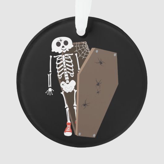 Skeleton und Coffin Halloween Design Ornament (Vorderseite)
