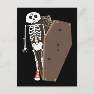Skeleton und Coffin Halloween Design Postkarte