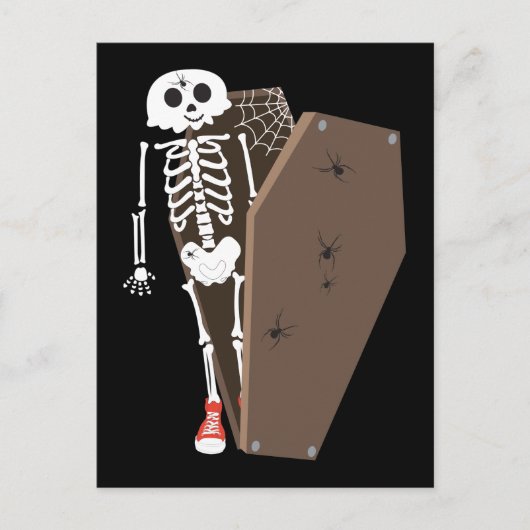 Skeleton und Coffin Halloween Design Postkarte (Vorderseite)