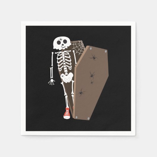 Skeleton und Coffin Halloween Design Serviette (Vorderseite)