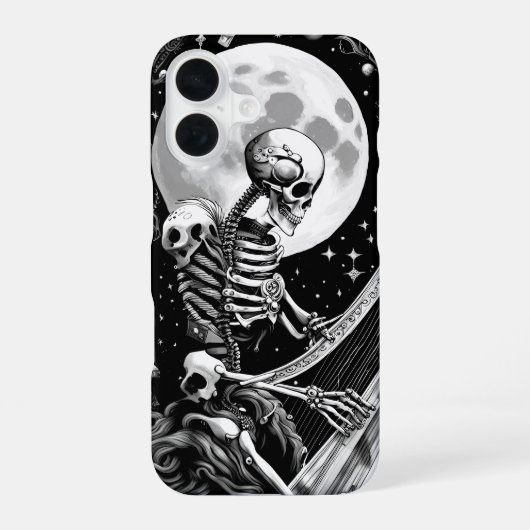 Skeleton und Harfe III iPhone 16 Hülle (Rückseite)