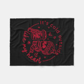 Skeleton Valentine Its Cool Outside Like My Heart Fleecedecke (Vorderseite (Horizontal))