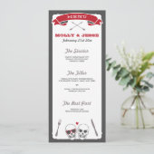 Skeleton Valentine Wedding Menu Menükarte (Stehend Vorderseite)