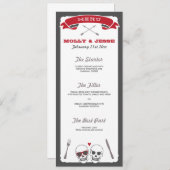Skeleton Valentine Wedding Menu Menükarte (Vorne/Hinten)
