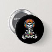 Skeleton Video Game Halloween Gaming Gamer Boys Me Button (Vorne & Hinten)