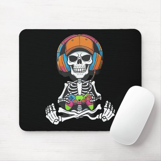 Skeleton Video Game Halloween Gaming Gamer Boys Me Mousepad (Mit Mouse)