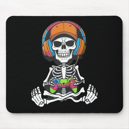 Skeleton Video Game Halloween Gaming Gamer Boys Me Mousepad (Vorne)