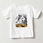 Skeleton vs French Bulldog – Funny Halloween Chase Baby T-shirt (Vorderseite)