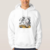 Skeleton vs French Bulldog – Funny Halloween Chase Hoodie (Vorderseite)