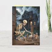 Skeleton Walkin' the Dog Card Feiertagskarte (Rückseite)