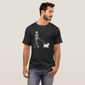 Skeleton Walking a Dog Westie Halloween Outfit fo T-Shirt (Vorne ganz)