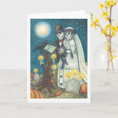 SKELETON WEDD IN FRIEDHOF GREETING CARD Blank Karte (Gelbe Blume)