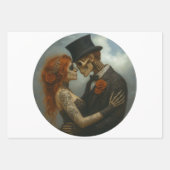 Skeleton Wedding Couple Decoupage Paper Geschenkpapier Set (Vorderseite)