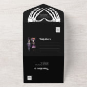 Skeleton Wedding Einladung in Schwarz (Außenbereich)