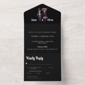 Skeleton Wedding Einladung in Schwarz (Innen Boden)