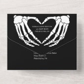 Skeleton Wedding Einladung in Schwarz (Rückseite)