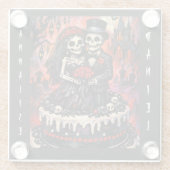 Skeleton Wedding, gothic Lovers Embrace  Glasuntersetzer (Rückseite)