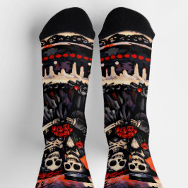 Skeleton Wedding, gothic Lovers Embrace Socken
