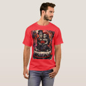 Skeleton Wedding, gothic Lovers Embrace  T-Shirt (Vorne ganz)
