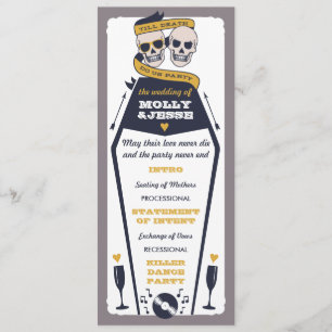 Skeleton Wedding Program - Navy und Senf Programm