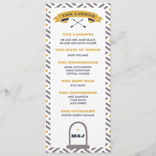 Skeleton Wedding Program - Navy und Senf Programm (Rückseite)