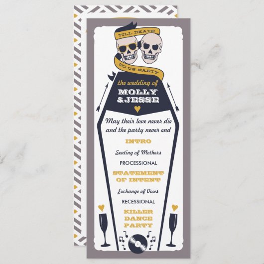 Skeleton Wedding Program - Navy und Senf Programm (Vorne/Hinten)