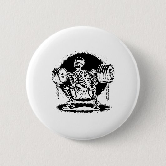 Skeleton Weightlift-Bodybuilding Button (Vorderseite)