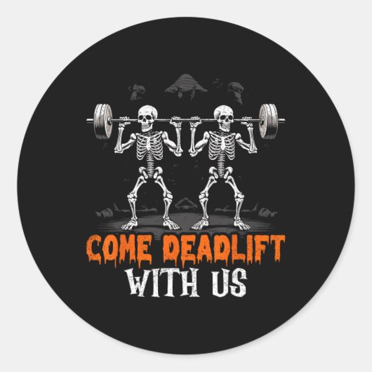 Skeleton Weightlifter Bodybuilder Workout-Fitness Runder Aufkleber (Vorderseite)
