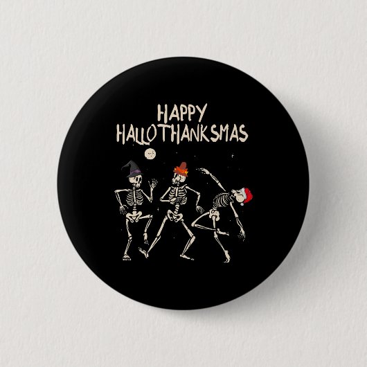 Skeleton Weihnachts Halloween Erntedank Spaß Button (Vorderseite)