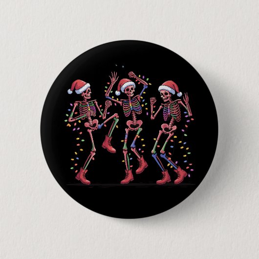 Skeleton Weihnachts-Tanz Skeleton Lights Merry Button (Vorderseite)
