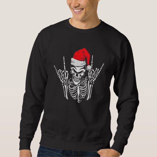 Skeleton Weihnachtsmannmütze Rock and Roll Hand Co Sweatshirt (Vorderseite)