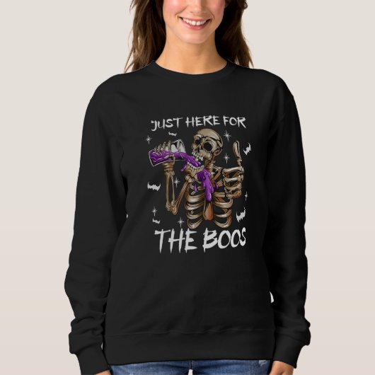 Skeleton Wine I'm Just Here For The Boos Sweatshirt (Vorderseite)
